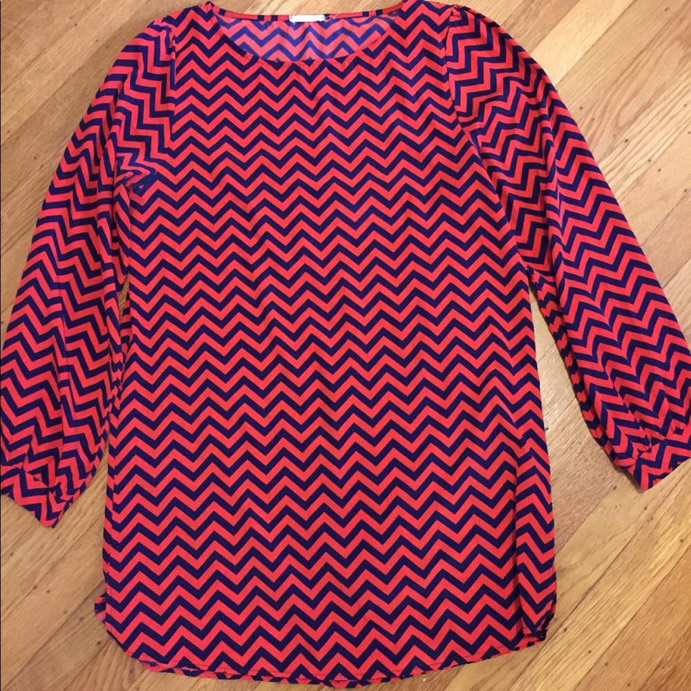 Blue & red chevron dress size M